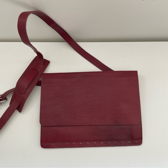 By Malene Birger Crossbody Bag purse red leather envelope medium solid designer - Picture 8 of 15